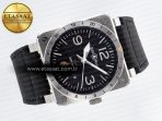 BR03-93 GMT BRF 1:1 Best Edition Black Dial on Black Leather Strap A2824 - Görsel 8