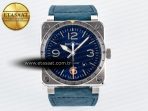 BR03-93 GMT BRF 1:1 Best Edition Blue Dial on Blue Leather Strap A2824 - Görsel 3