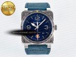 BR03-93 GMT BRF 1:1 Best Edition Blue Dial on Blue Leather Strap A2824 - Görsel 3