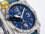 BR03-93 GMT BRF 1:1 Best Edition Blue Dial on Blue Leather Strap A2824 - Görsel 5