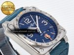 BR03-93 GMT BRF 1:1 Best Edition Blue Dial on Blue Leather Strap A2824 - Görsel 7