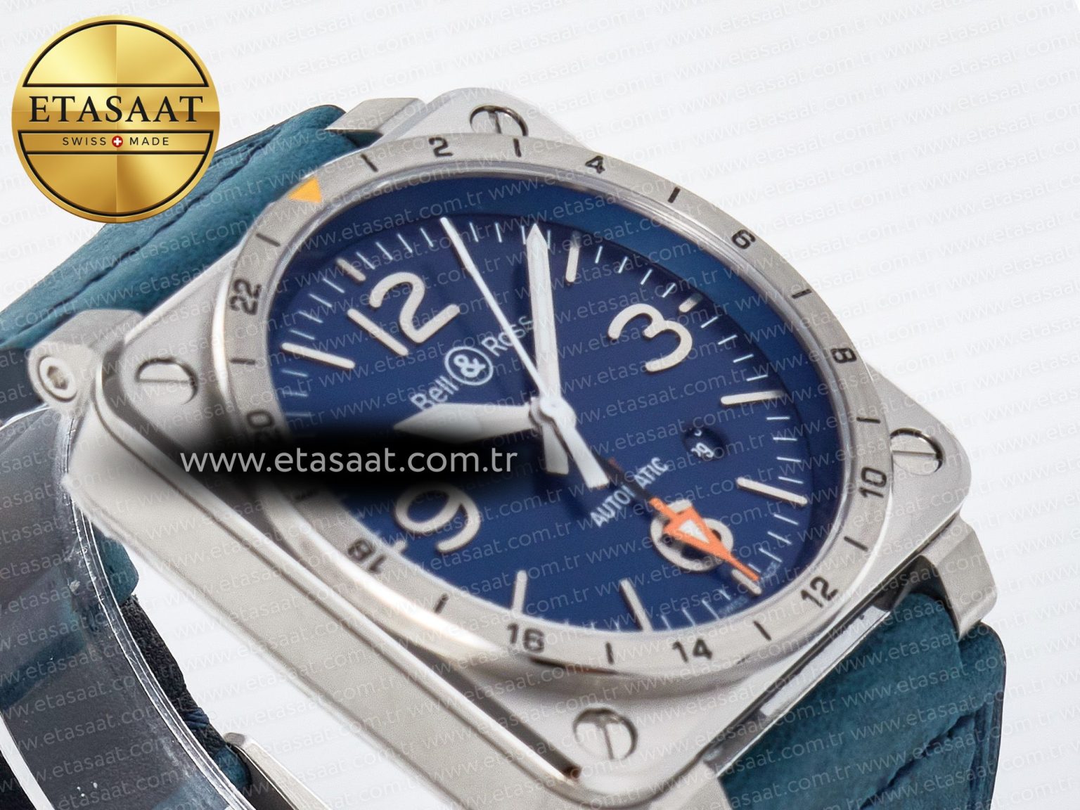 BR03-93 GMT BRF 1:1 Best Edition Blue Dial on Blue Leather Strap A2824 - Görsel 7