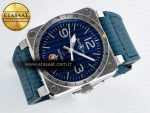 BR03-93 GMT BRF 1:1 Best Edition Blue Dial on Blue Leather Strap A2824 - Görsel 8