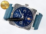 BR03-93 GMT BRF 1:1 Best Edition Blue Dial on Blue Leather Strap A2824 - Görsel 9