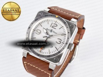 BR03-93 GMT BRF 1:1 Best Edition White Dial on Brown Leather Strap A2824
