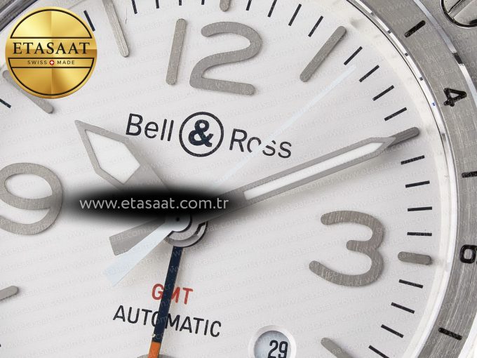 BR03-93 GMT BRF 1:1 Best Edition White Dial on Brown Leather Strap A2824 - Görsel 10