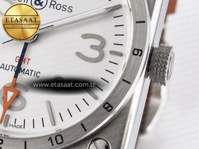 BR03-93 GMT BRF 1:1 Best Edition White Dial on Brown Leather Strap A2824 - Görsel 11