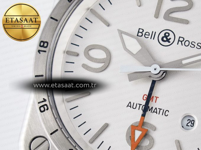 BR03-93 GMT BRF 1:1 Best Edition White Dial on Brown Leather Strap A2824 - Görsel 12