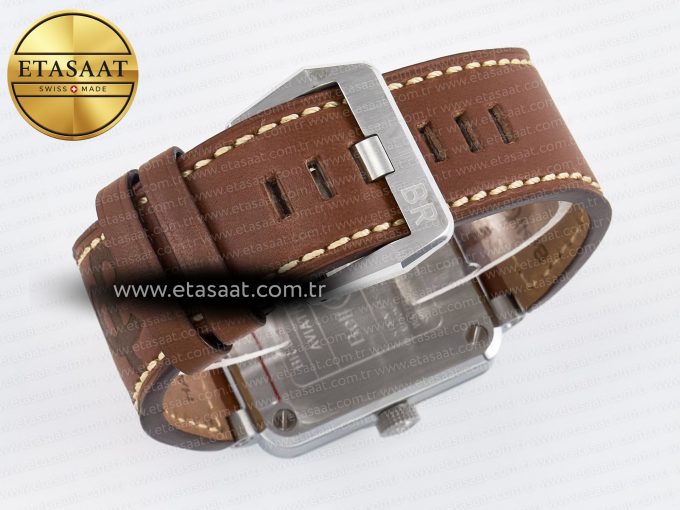 BR03-93 GMT BRF 1:1 Best Edition White Dial on Brown Leather Strap A2824 - Görsel 16