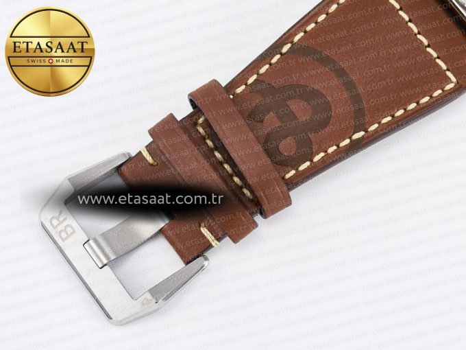 BR03-93 GMT BRF 1:1 Best Edition White Dial on Brown Leather Strap A2824 - Görsel 19