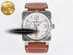 BR03-93 GMT BRF 1:1 Best Edition White Dial on Brown Leather Strap A2824 - Görsel 3