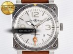 BR03-93 GMT BRF 1:1 Best Edition White Dial on Brown Leather Strap A2824 - Görsel 4