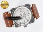 BR03-93 GMT BRF 1:1 Best Edition White Dial on Brown Leather Strap A2824 - Görsel 8