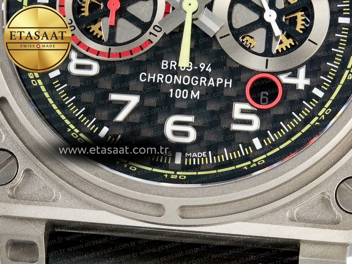 Bell Ross BR03-94  Black Rubber Strap A7750 - Görsel 13
