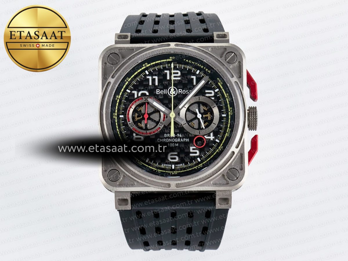 BR03-94 Instruments BRF 1:1 Best Edition Black Carbon Dial on Black Hollow Rubber Strap A2824 - Görsel 3