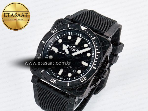 BR03 Diver BRF 1:1 Best Edition Black Dial on Black Rubber Strap A2824