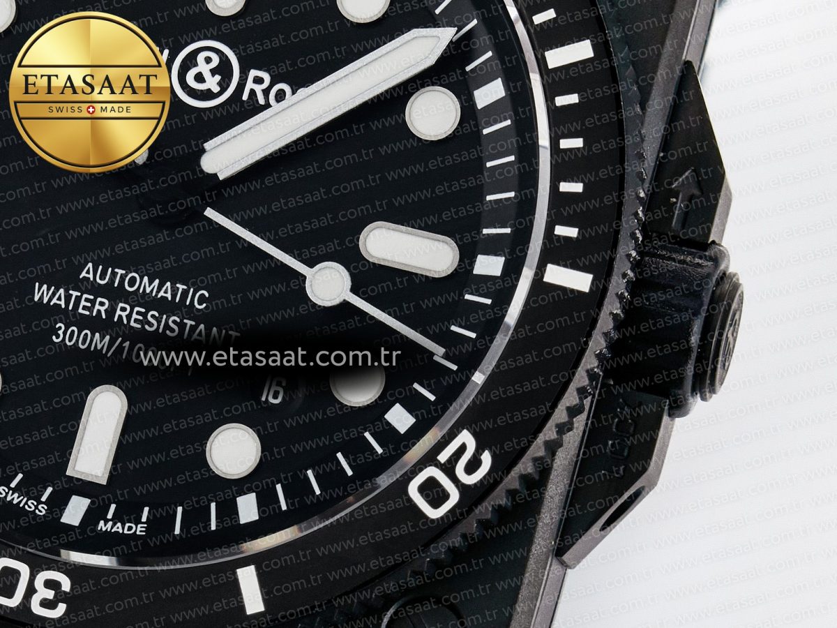BR03 Diver BRF 1:1 Best Edition Black Dial on Black Rubber Strap A2824 - Görsel 11
