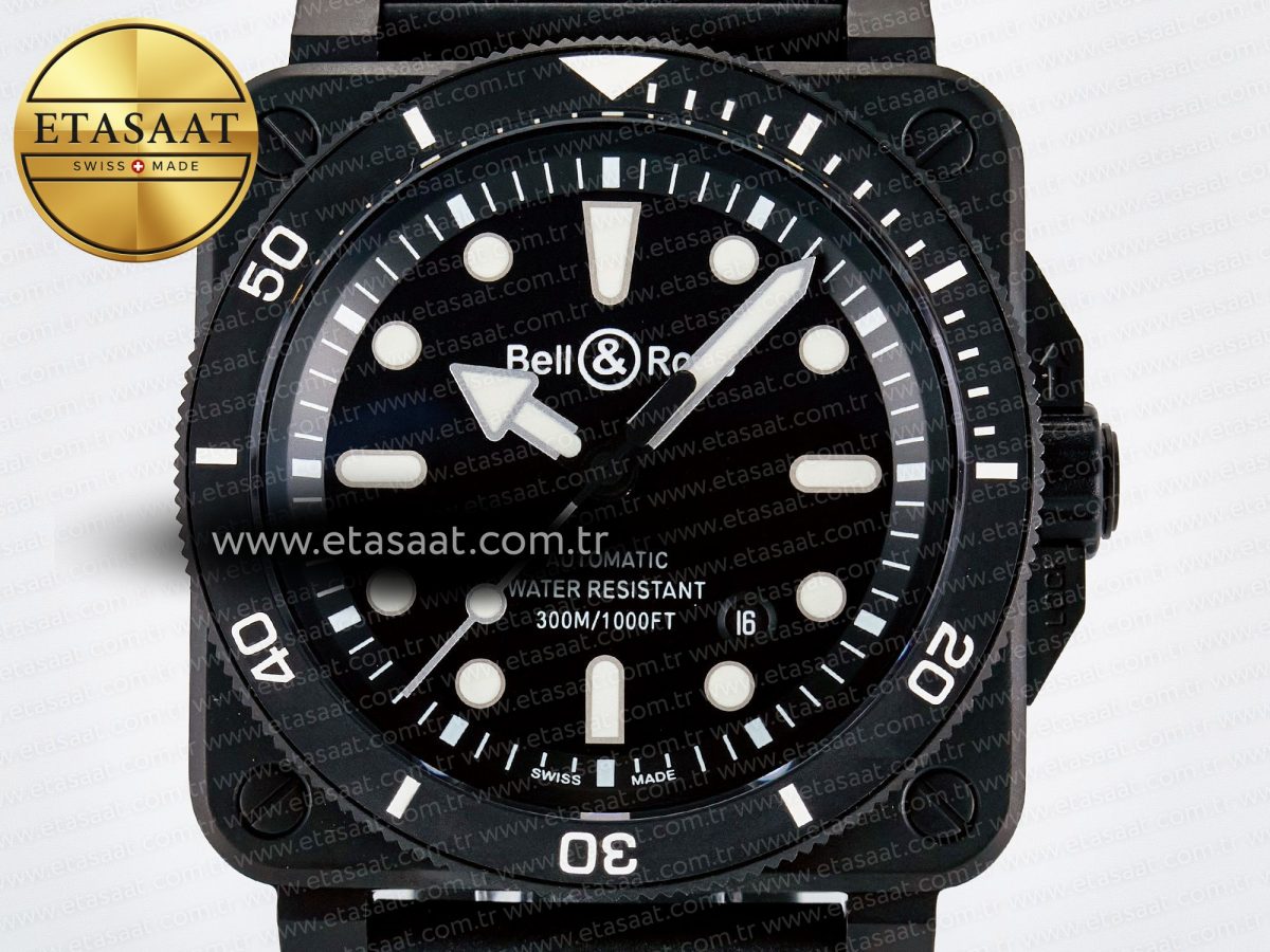 BR03 Diver BRF 1:1 Best Edition Black Dial on Black Rubber Strap A2824 - Görsel 4