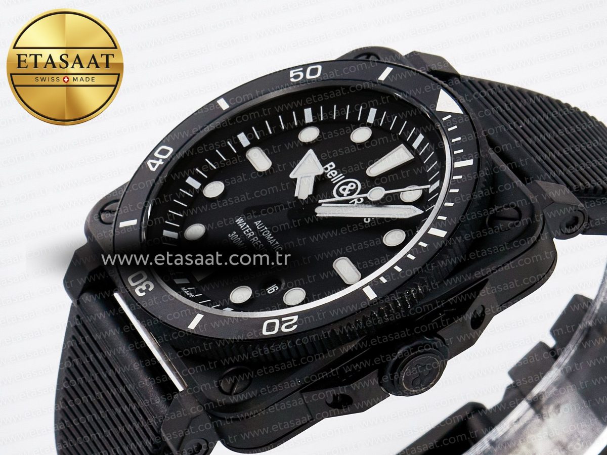 BR03 Diver BRF 1:1 Best Edition Black Dial on Black Rubber Strap A2824 - Görsel 6