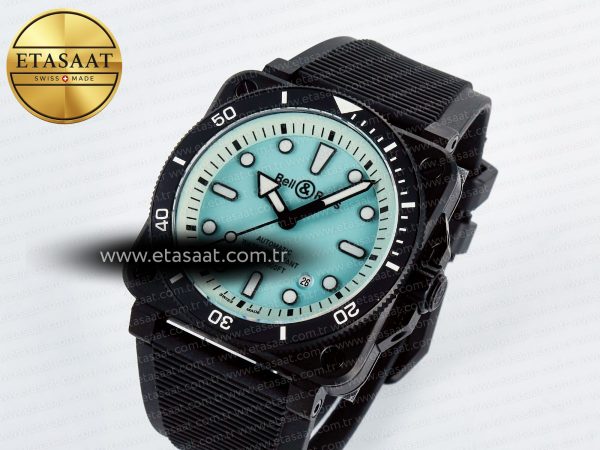 BR03 Diver BRF 1:1 Best Edition Pale Blue Dial on Black Rubber Strap A2824