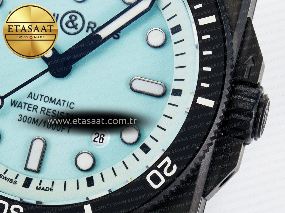 BR03 Diver BRF 1:1 Best Edition Pale Blue Dial on Black Rubber Strap A2824 - Görsel 11