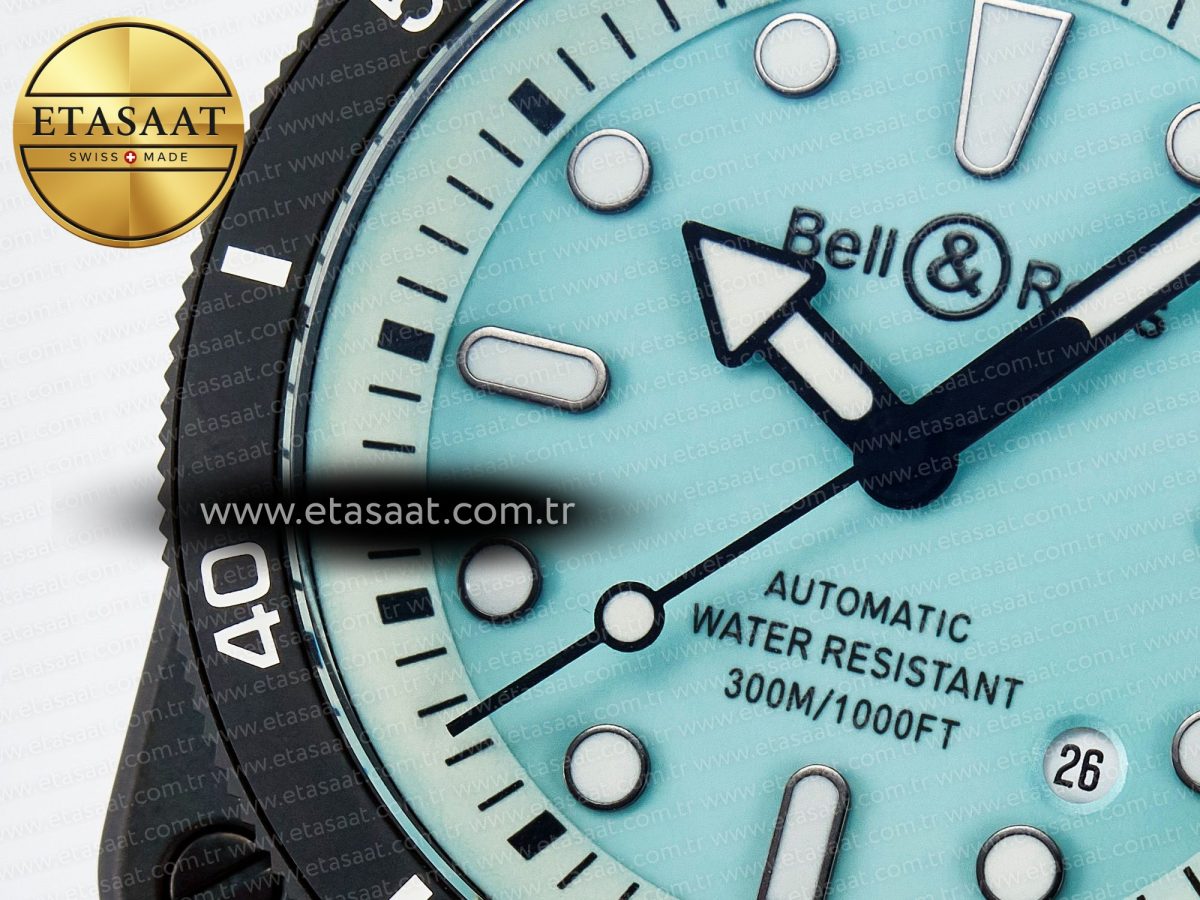 BR03 Diver BRF 1:1 Best Edition Pale Blue Dial on Black Rubber Strap A2824 - Görsel 12