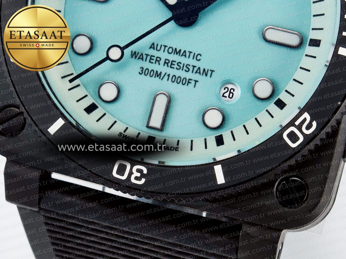 BR03 Diver BRF 1:1 Best Edition Pale Blue Dial on Black Rubber Strap A2824 - Görsel 13