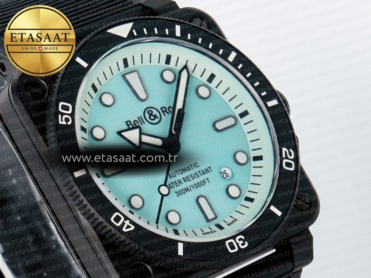 BR03 Diver BRF 1:1 Best Edition Pale Blue Dial on Black Rubber Strap A2824 - Görsel 5