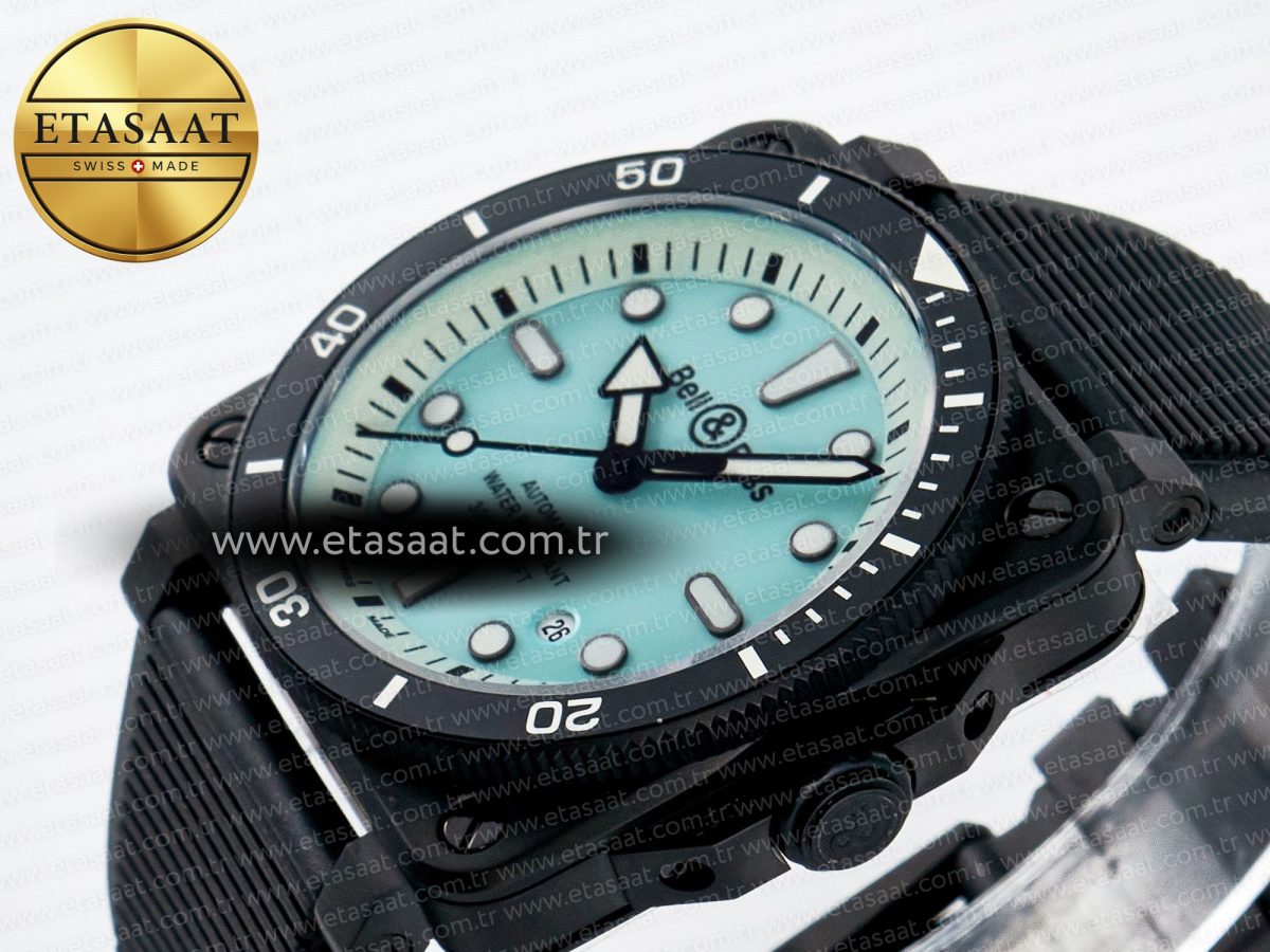 BR03 Diver BRF 1:1 Best Edition Pale Blue Dial on Black Rubber Strap A2824 - Görsel 6