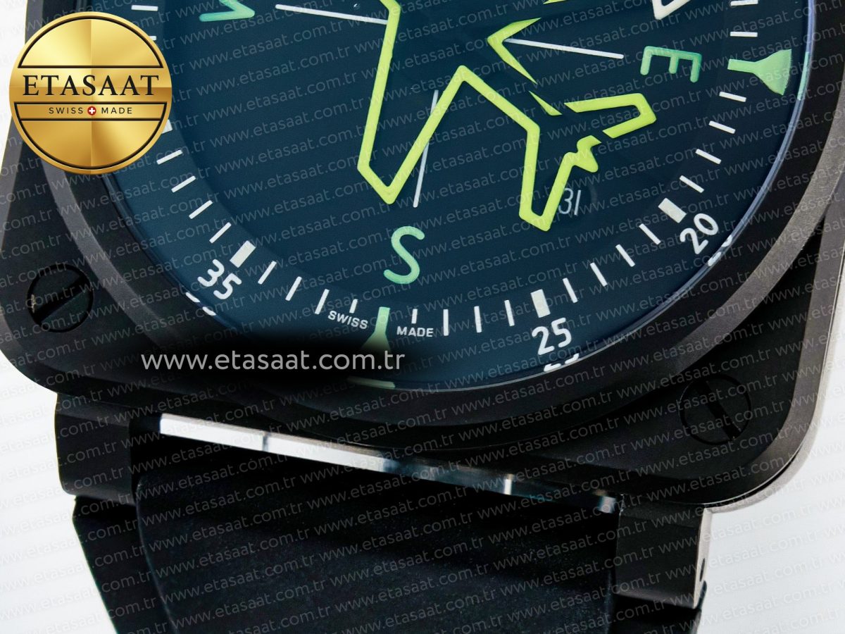 BR03A Instruments BRF 1:1 Best Edition Black Dial on Black Rubber Strap A2824 - Görsel 12