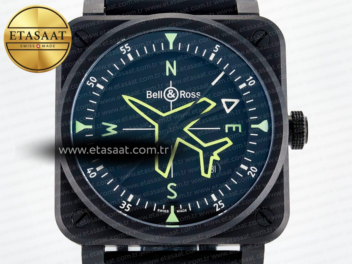 BR03A Instruments BRF 1:1 Best Edition Black Dial on Black Rubber Strap A2824 - Görsel 4