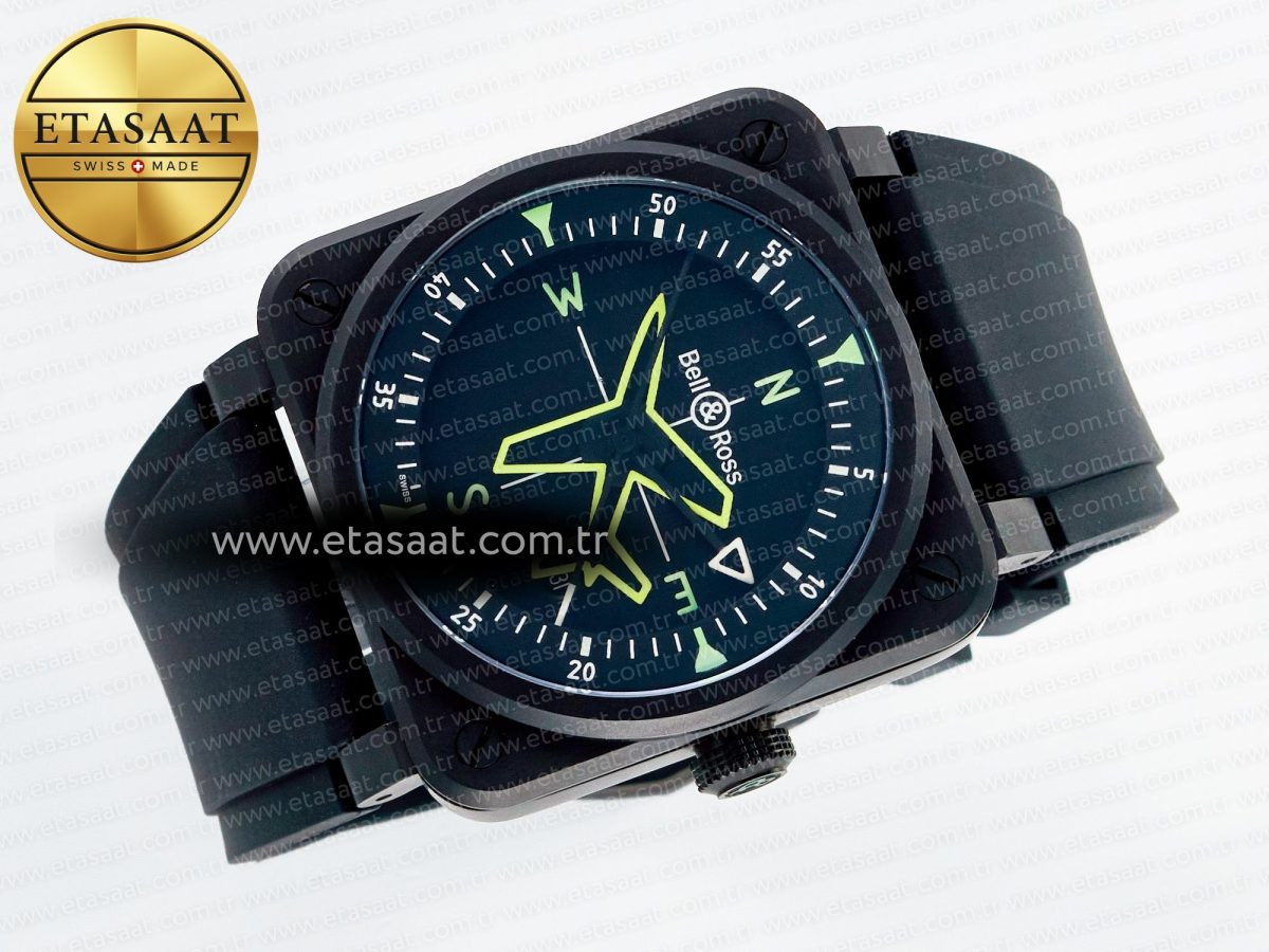 BR03A Instruments BRF 1:1 Best Edition Black Dial on Black Rubber Strap A2824 - Görsel 8