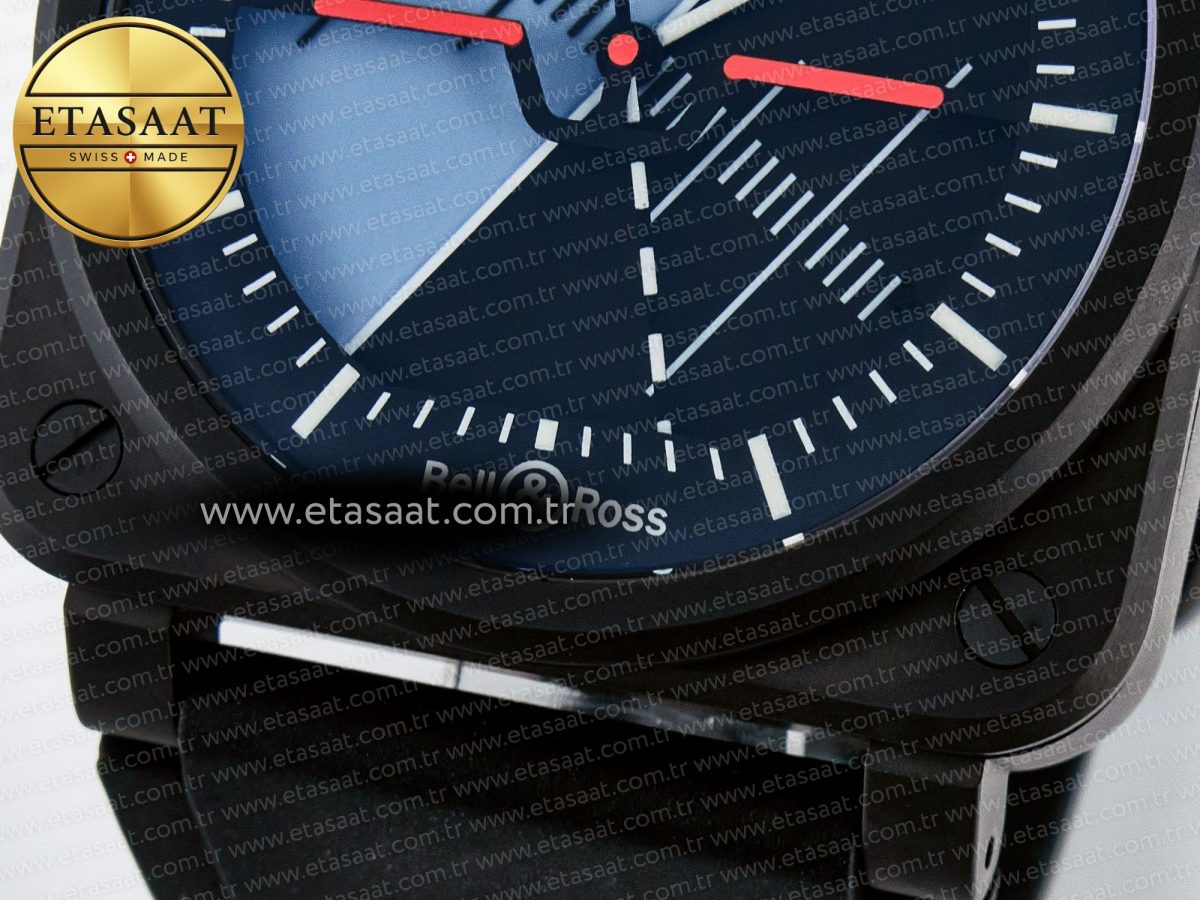 BR03A Instruments BRF 1:1 Best Edition Blue/Black Dial on Black Rubber Strap A2824 - Görsel 12