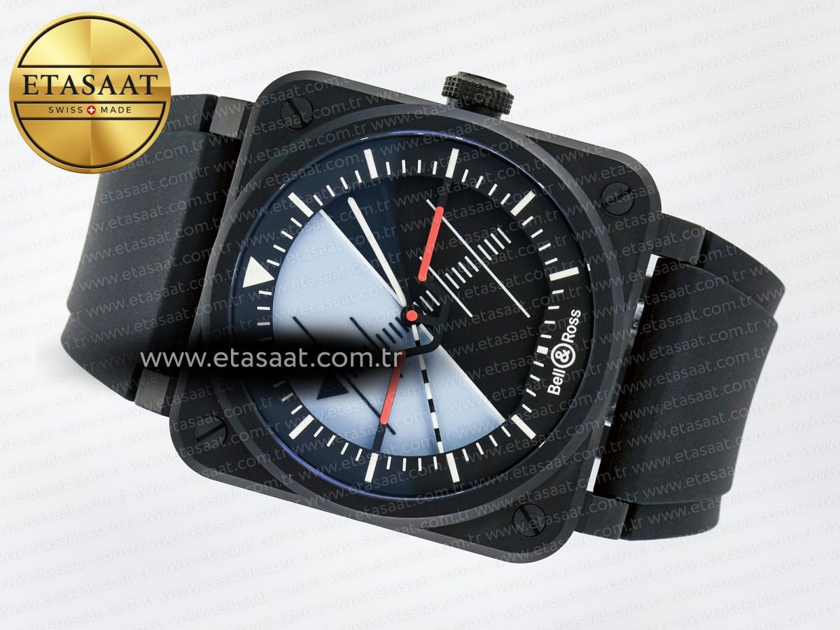 BR03A Instruments BRF 1:1 Best Edition Blue/Black Dial on Black Rubber Strap A2824 - Görsel 9