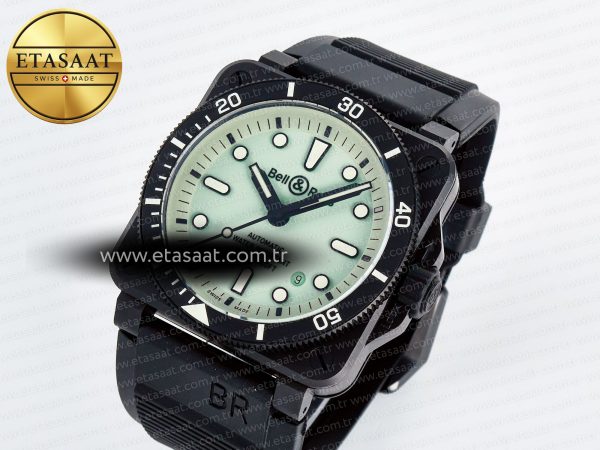 BR03A Instruments BRF 1:1 Best Edition Pale Green Dial on Black Rubber Strap A2824