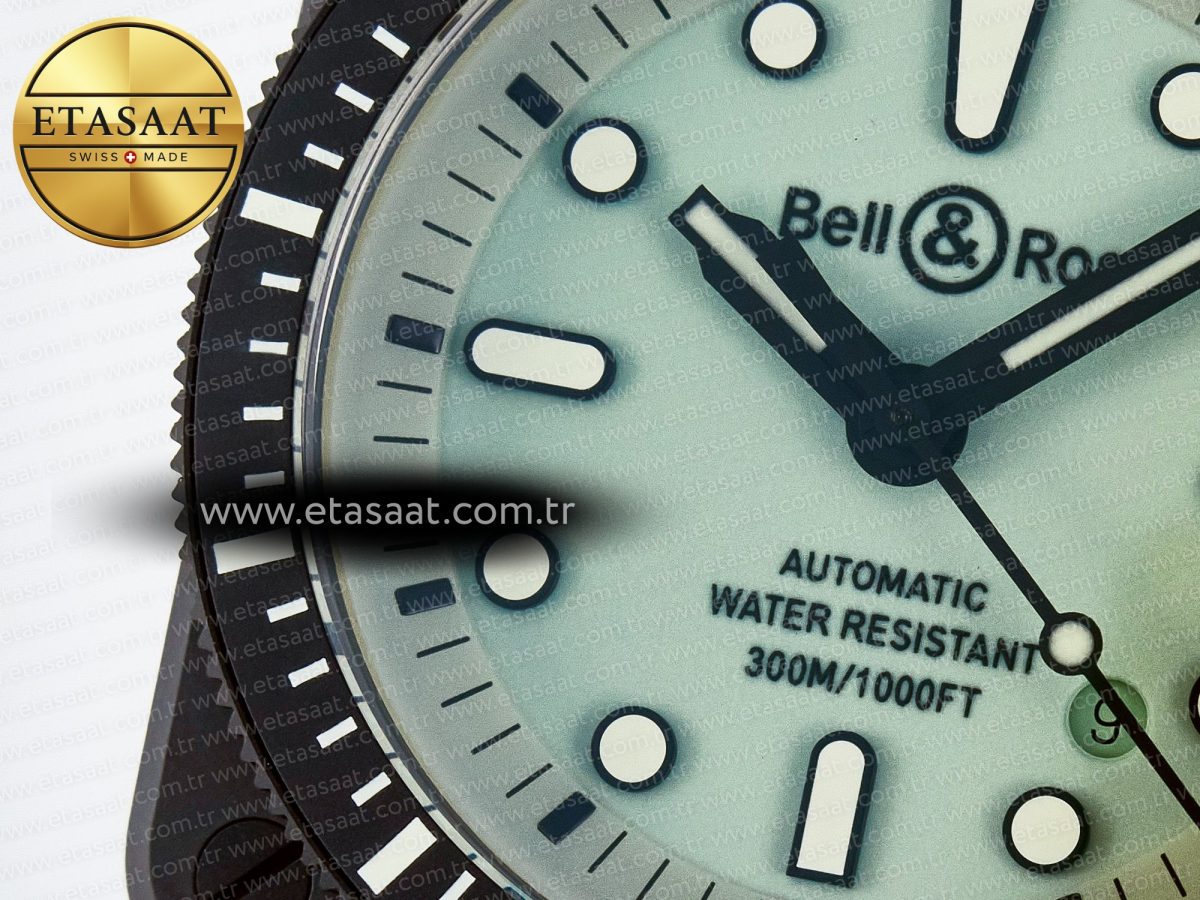 BR03A Instruments BRF 1:1 Best Edition Pale Green Dial on Black Rubber Strap A2824 - Görsel 12