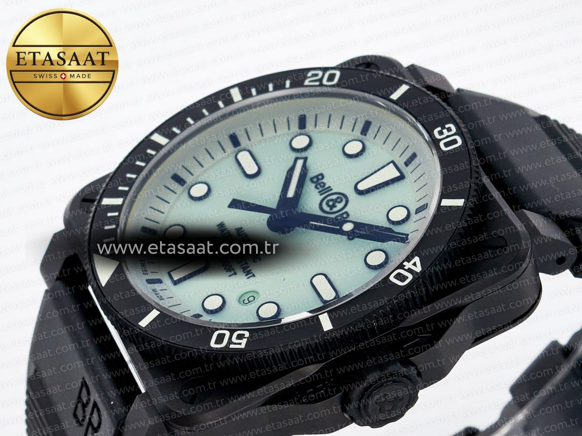 BR03A Instruments BRF 1:1 Best Edition Pale Green Dial on Black Rubber Strap A2824 - Görsel 6