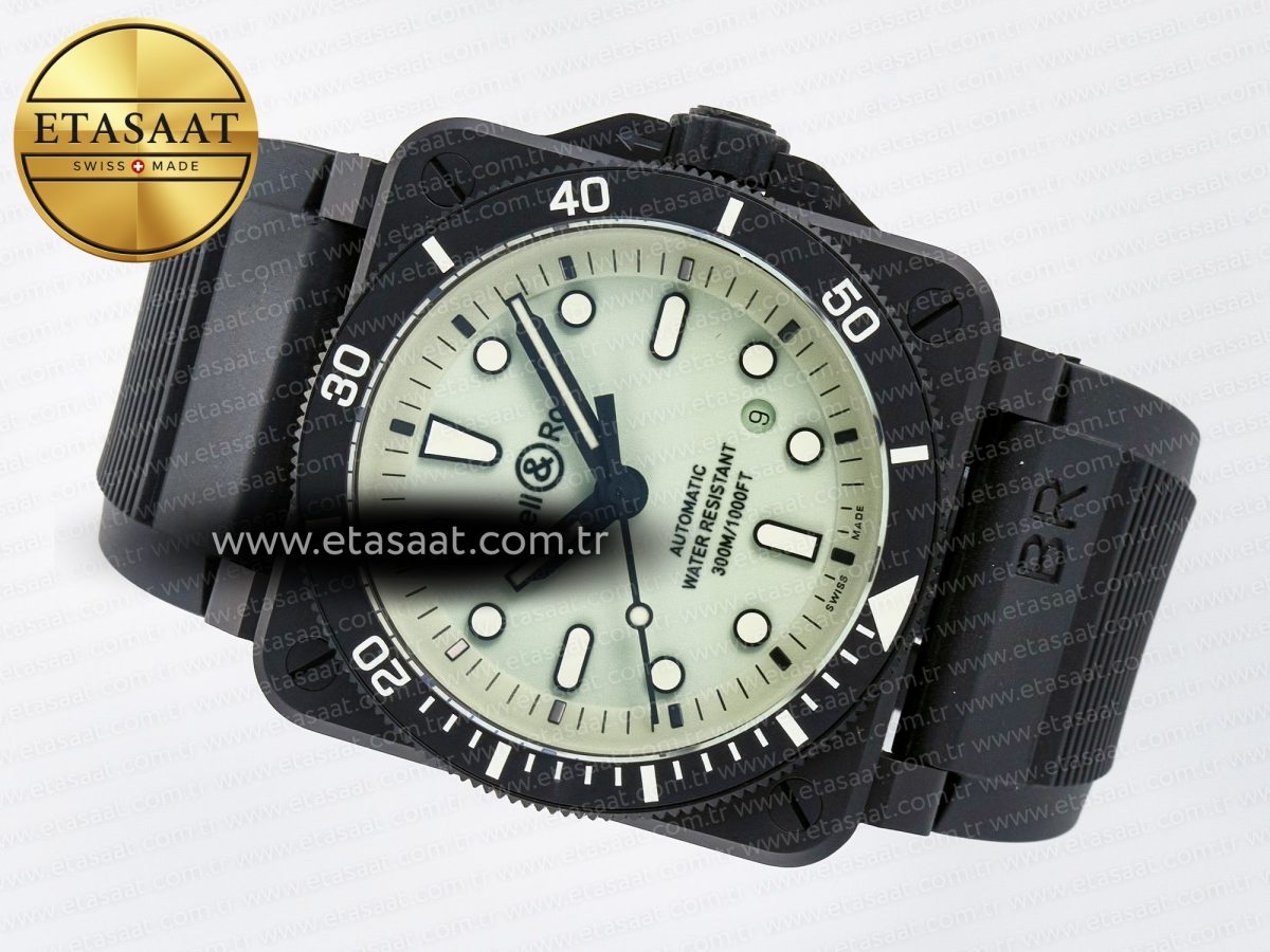 BR03A Instruments BRF 1:1 Best Edition Pale Green Dial on Black Rubber Strap A2824 - Görsel 9