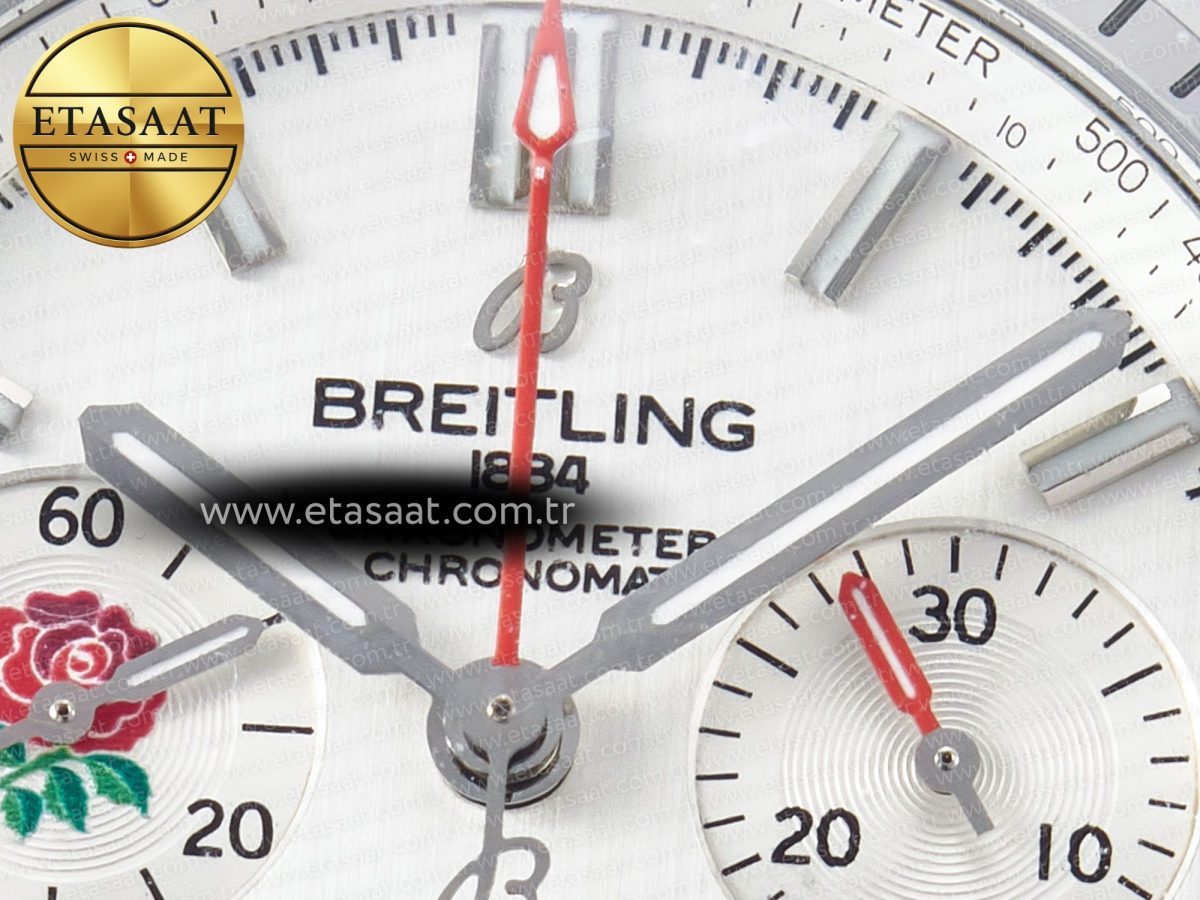 Chronomat B01 England 42mm SS BLSF 1:1 Best Edition White Dial on SS Bracelet A7750 - Görsel 10