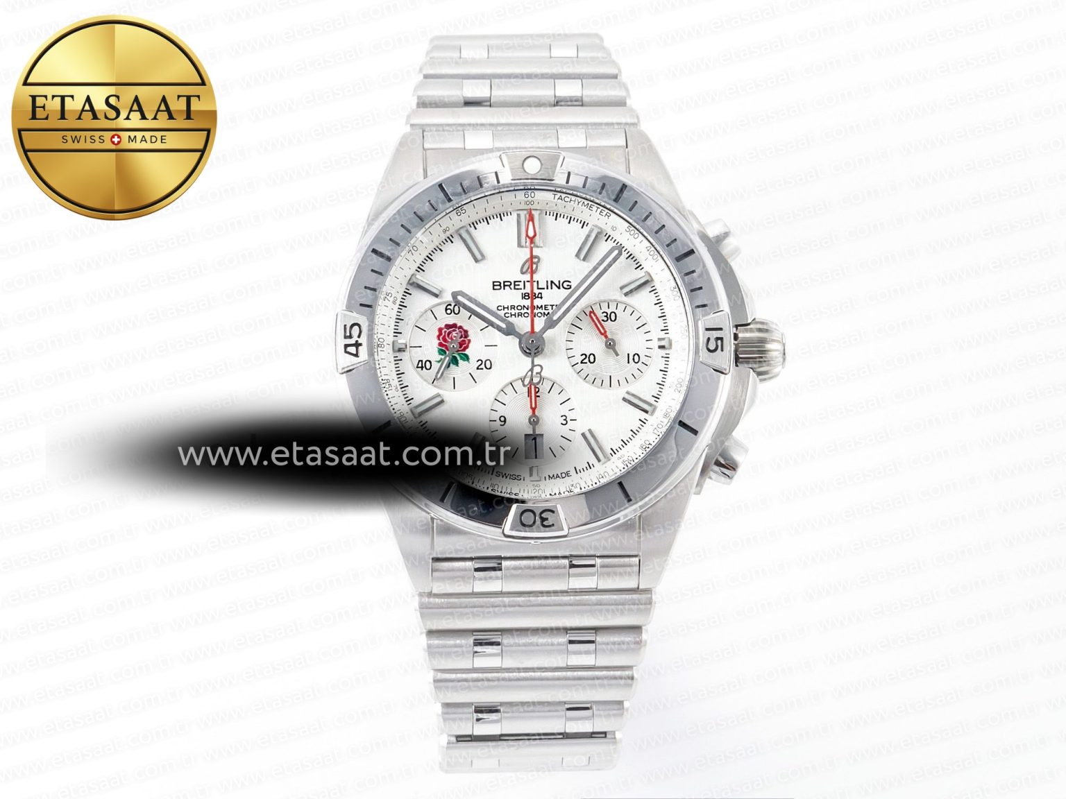 Chronomat B01 England 42mm SS BLSF 1:1 Best Edition White Dial on SS Bracelet A7750 - Görsel 3