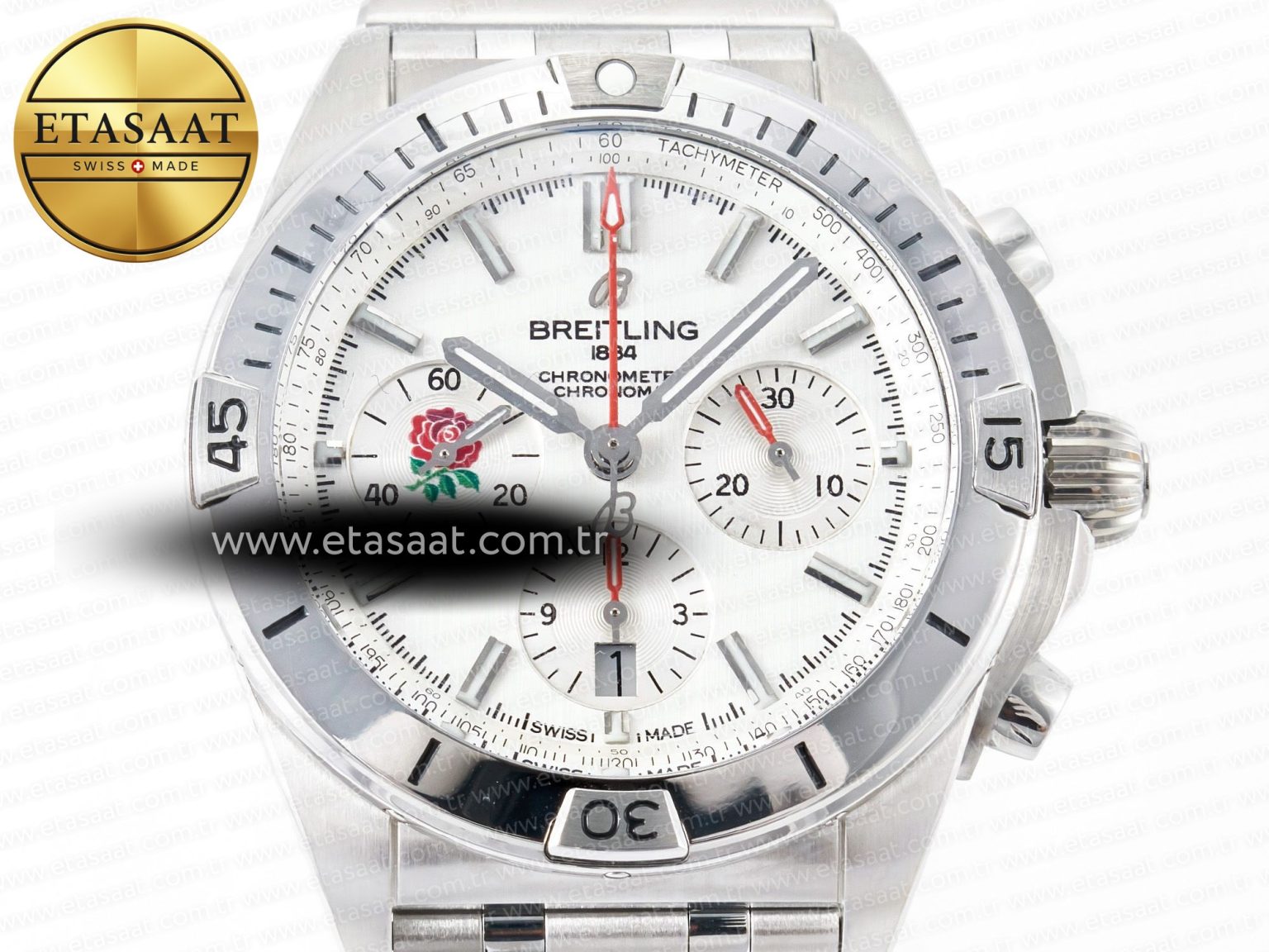 Chronomat B01 England 42mm SS BLSF 1:1 Best Edition White Dial on SS Bracelet A7750 - Görsel 4