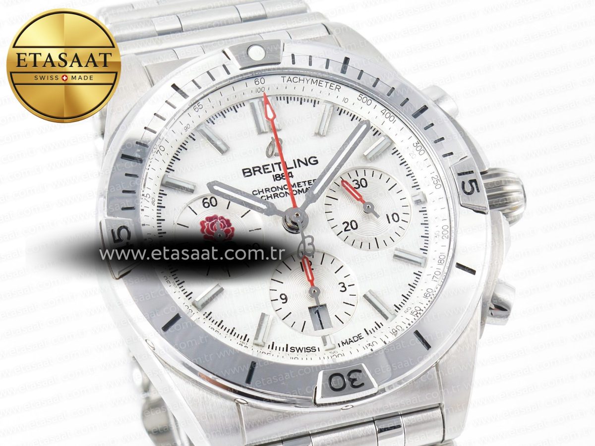 Chronomat B01 England 42mm SS BLSF 1:1 Best Edition White Dial on SS Bracelet A7750 - Görsel 5