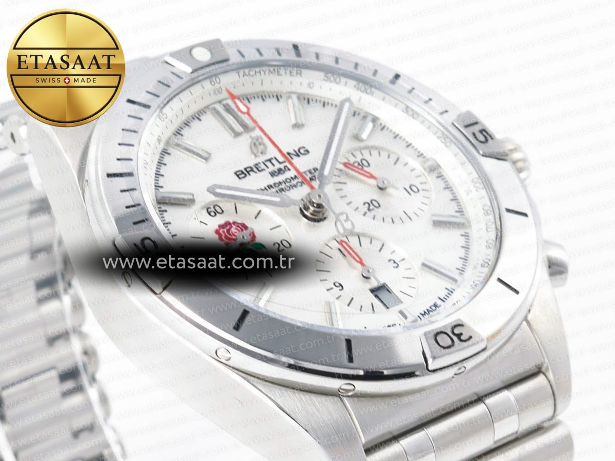 Chronomat B01 England 42mm SS BLSF 1:1 Best Edition White Dial on SS Bracelet A7750 - Görsel 7