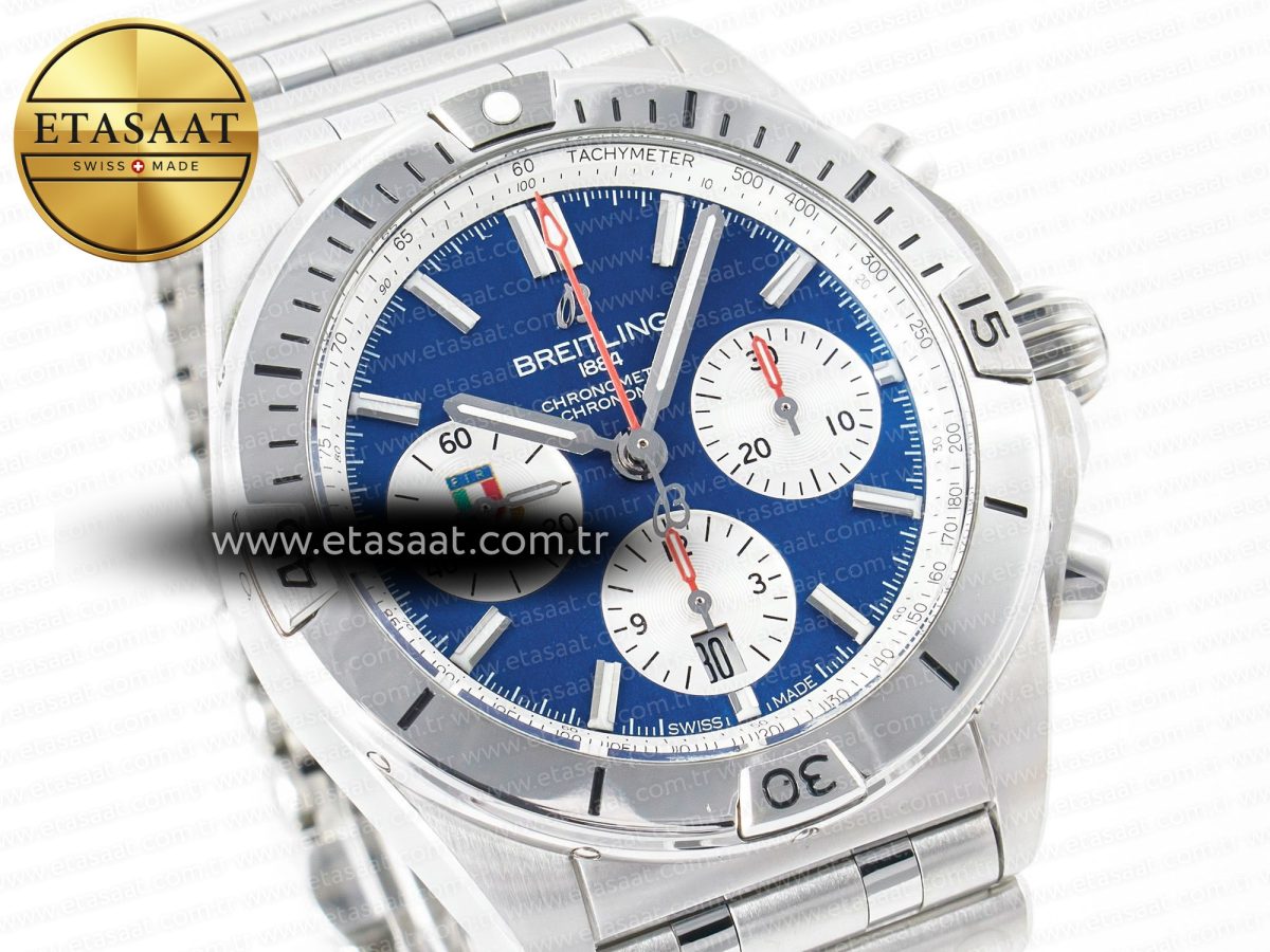 Chronomat B01 Italy 42mm SS BLSF 1:1 Best Edition Blue Dial on SS Bracelet A7750 - Görsel 5