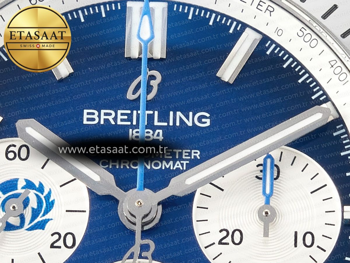 Breitling Chronomat Blue Dial on SS Bracelet A7750 - Görsel 10