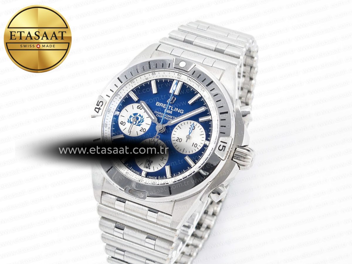 Breitling Chronomat Blue Dial on SS Bracelet A7750 - Görsel 2