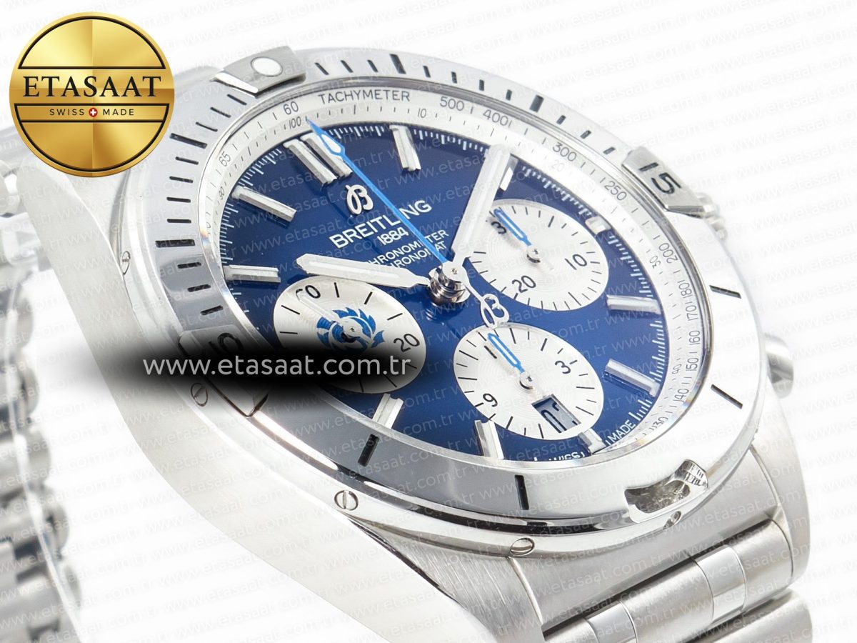 Breitling Chronomat Blue Dial on SS Bracelet A7750 - Görsel 7