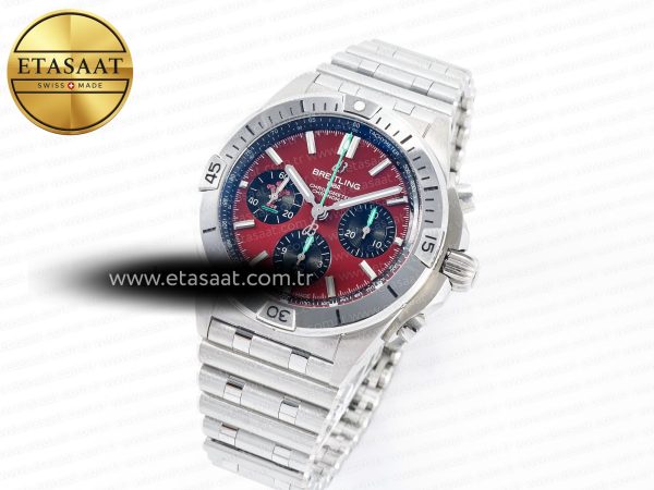 Breitling Chronomat Red Dial on SS Bracelet A7750