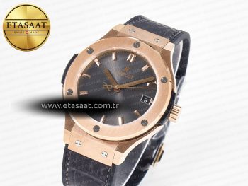 Classic Fusion 38mm RG JJF 1:1 Best Edition Gray Dial on Black Gummy Leather Strap