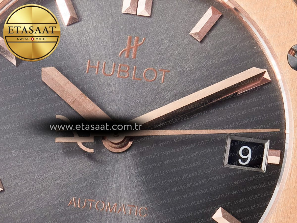 Classic Fusion 38mm RG JJF 1:1 Best Edition Gray Dial on Black Gummy Leather Strap - Görsel 10
